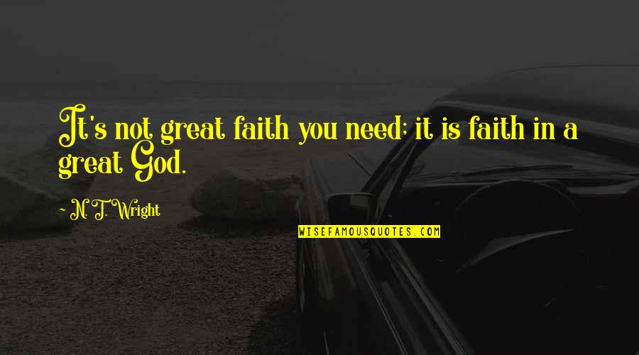 God's Faith Quotes By N. T. Wright: It's not great faith you need; it is