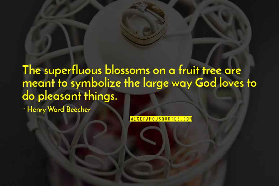 God's Fruit Quotes By Henry Ward Beecher: The superfluous blossoms on a fruit tree are