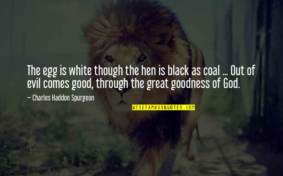God's Goodness Quotes By Charles Haddon Spurgeon: The egg is white though the hen is