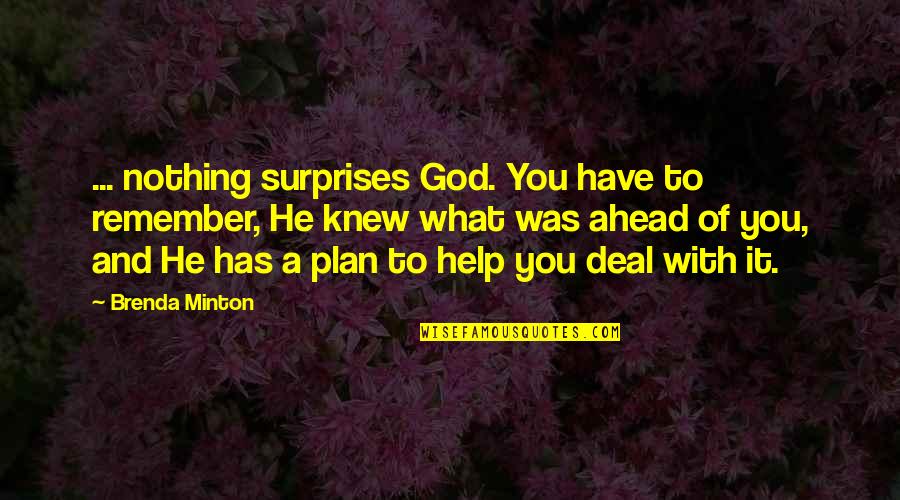 God's Plan For Your Life Quotes By Brenda Minton: ... nothing surprises God. You have to remember,