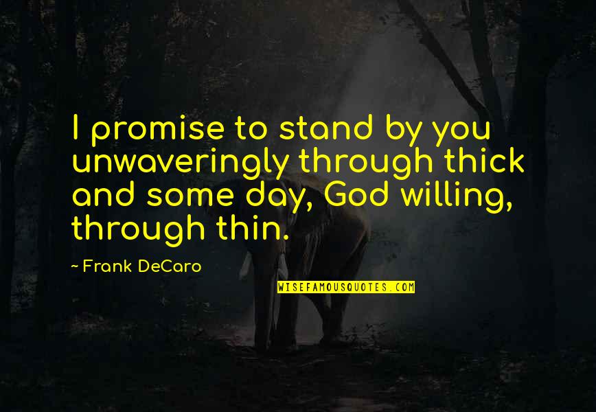 Gods Promise Quotes By Frank DeCaro: I promise to stand by you unwaveringly through