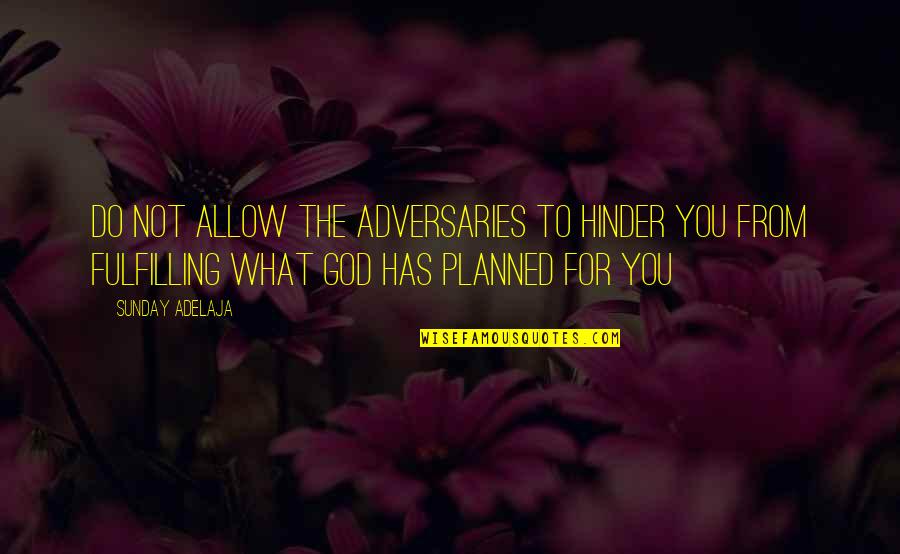 God's Purpose For You Quotes By Sunday Adelaja: Do not allow the adversaries to hinder you