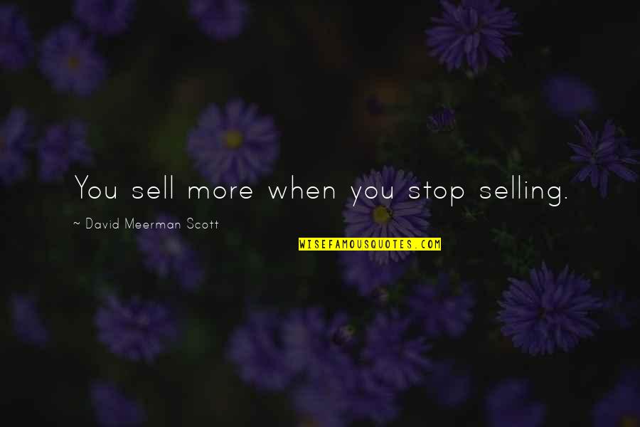 Godsend Synonym Quotes By David Meerman Scott: You sell more when you stop selling.