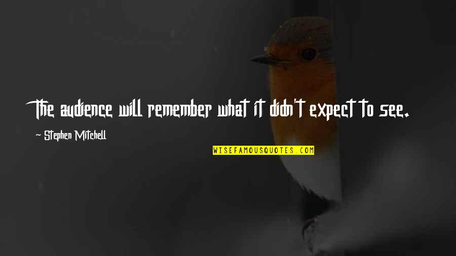 Godsman Computer Quotes By Stephen Mitchell: The audience will remember what it didn't expect Godsman Computer Quotes By Stephen Mitchell: The audience will remember what it didn't expect