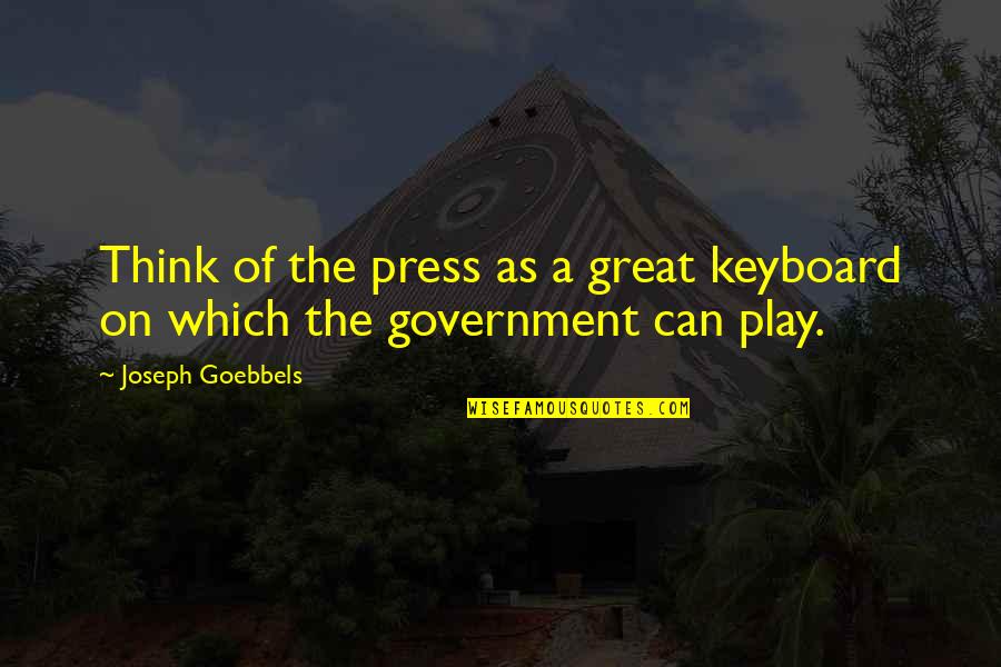 Goebbels's Quotes By Joseph Goebbels: Think of the press as a great keyboard