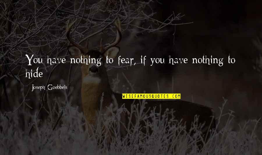 Goebbels's Quotes By Joseph Goebbels: You have nothing to fear, if you have