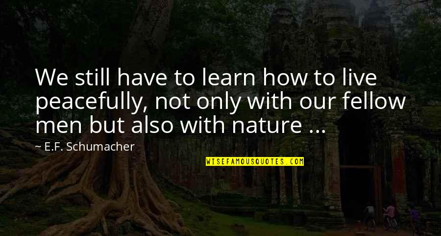 Goede Levens Quotes By E.F. Schumacher: We still have to learn how to live