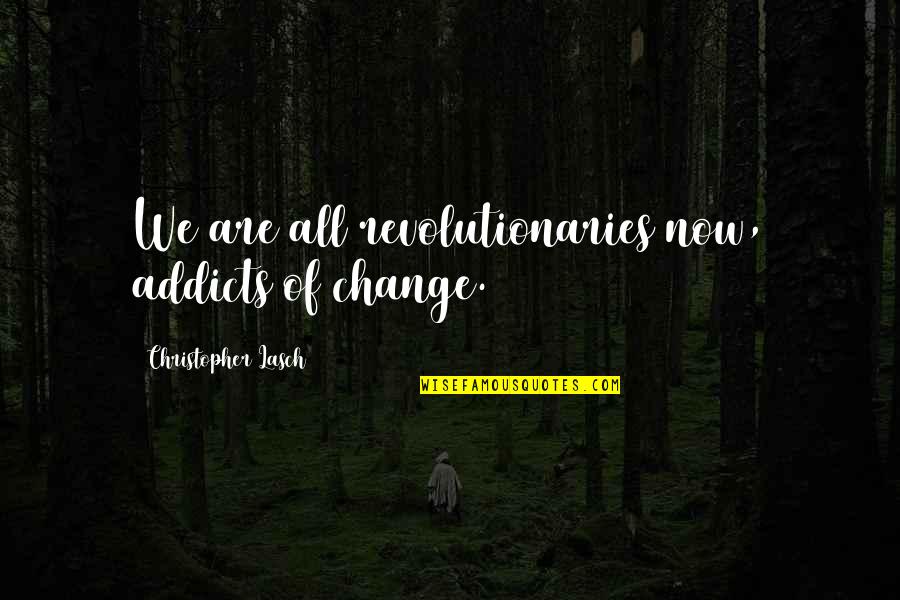 Goedemorgen Zonder Zorgen Quotes By Christopher Lasch: We are all revolutionaries now, addicts of change.