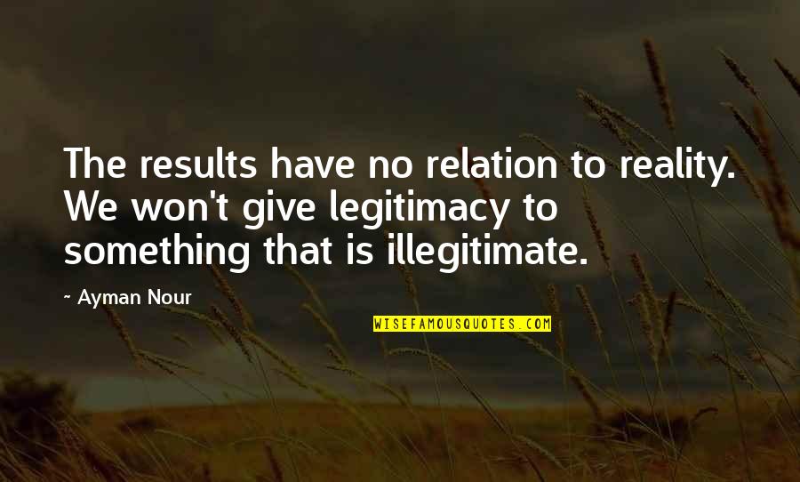 Goer Quotes By Ayman Nour: The results have no relation to reality. We
