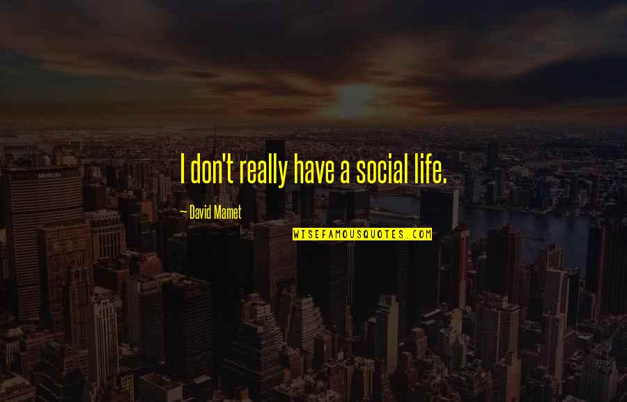 Goer Quotes By David Mamet: I don't really have a social life.