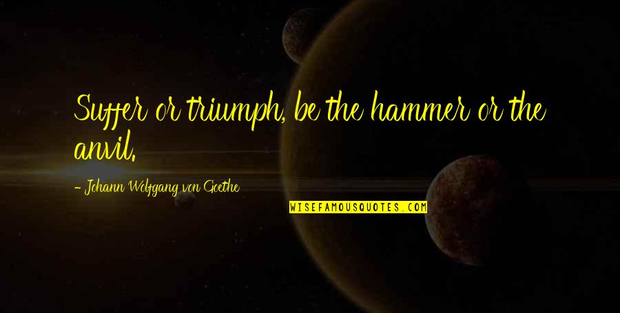 Goethe Anvil Hammer Quotes By Johann Wolfgang Von Goethe: Suffer or triumph, be the hammer or the Goethe Anvil Hammer Quotes By Johann Wolfgang Von Goethe: Suffer or triumph, be the hammer or the