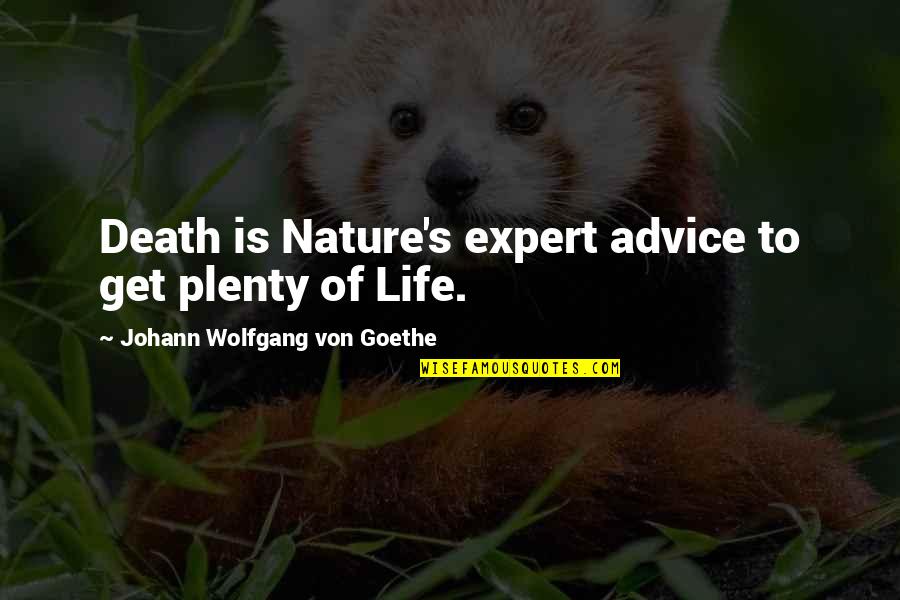 Goethe's Quotes By Johann Wolfgang Von Goethe: Death is Nature's expert advice to get plenty