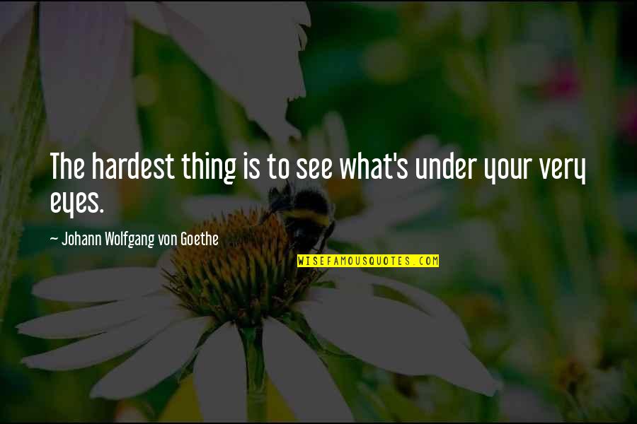 Goethe's Quotes By Johann Wolfgang Von Goethe: The hardest thing is to see what's under