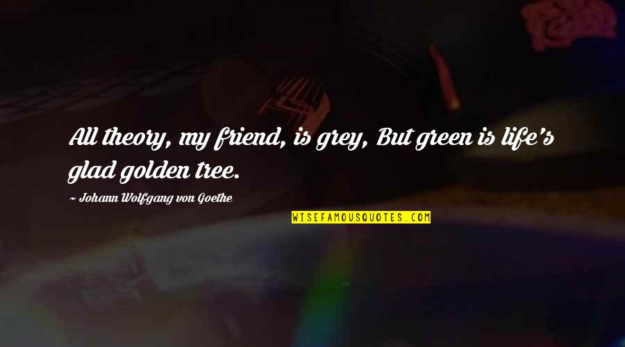 Goethe's Quotes By Johann Wolfgang Von Goethe: All theory, my friend, is grey, But green