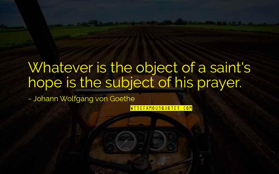 Goethe's Quotes By Johann Wolfgang Von Goethe: Whatever is the object of a saint's hope