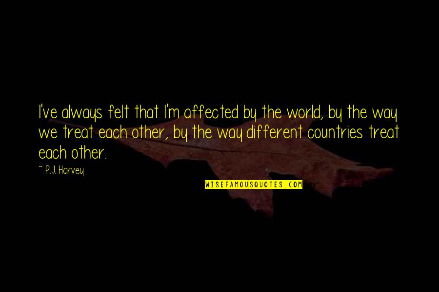 Goettsche Tranen Quotes By P.J. Harvey: I've always felt that I'm affected by the