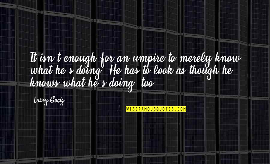 Goetz Quotes By Larry Goetz: It isn't enough for an umpire to merely Goetz Quotes By Larry Goetz: It isn't enough for an umpire to merely