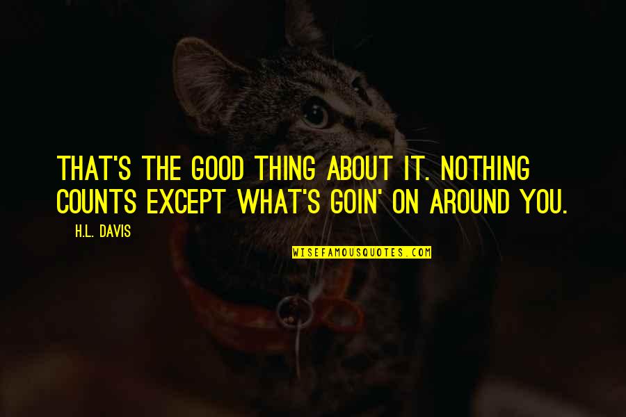 Goin Quotes By H.L. Davis: That's the good thing about it. Nothing counts