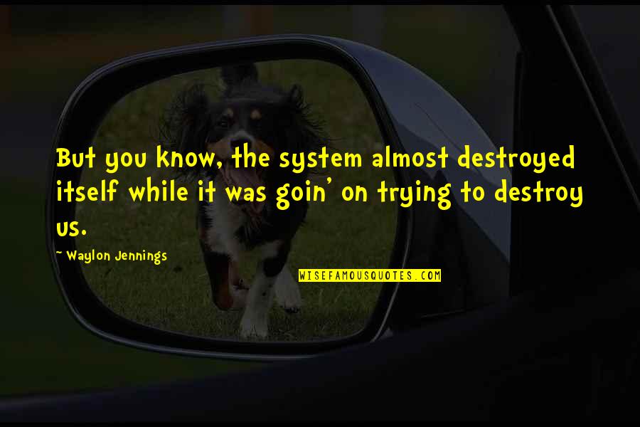 Goin Quotes By Waylon Jennings: But you know, the system almost destroyed itself