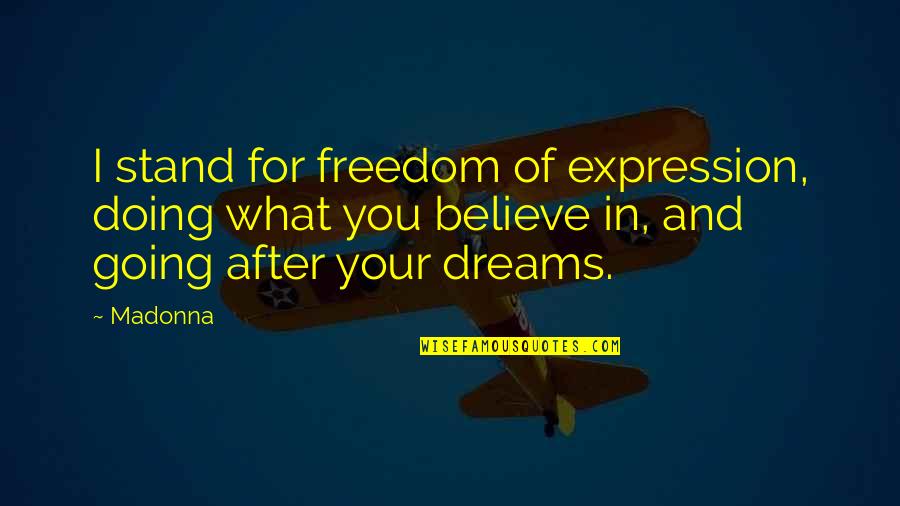 Going After Dreams Quotes By Madonna: I stand for freedom of expression, doing what