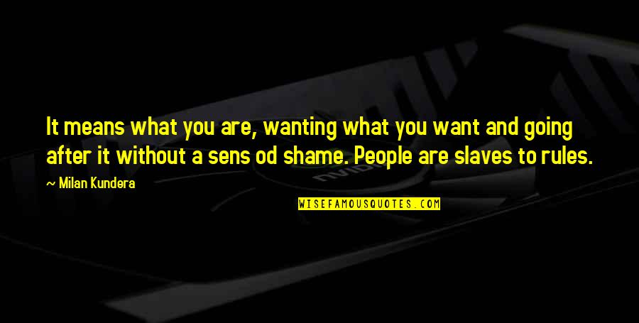 Going After What U Want Quotes By Milan Kundera: It means what you are, wanting what you