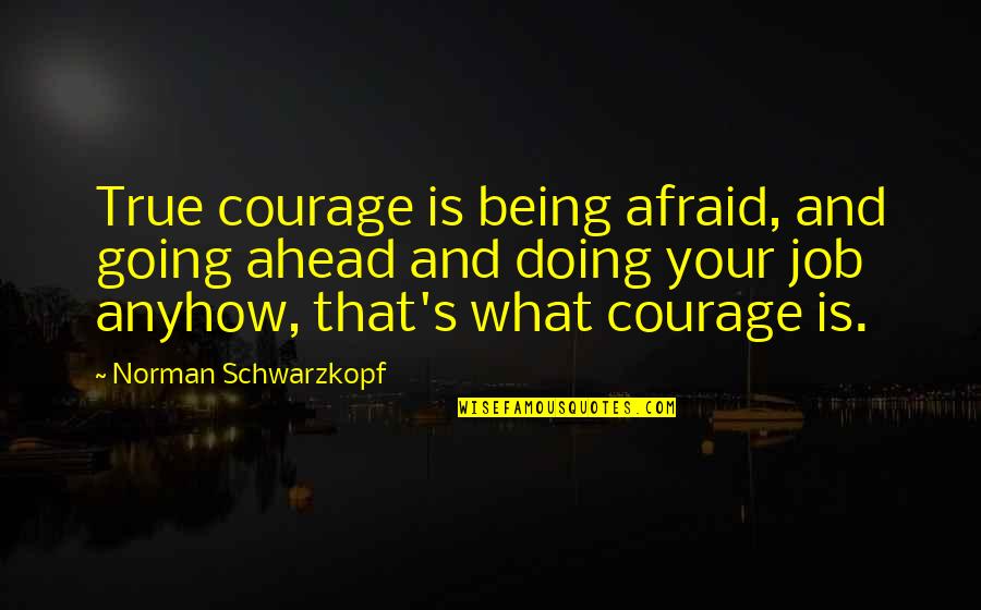 Going Ahead Quotes By Norman Schwarzkopf: True courage is being afraid, and going ahead Going Ahead Quotes By Norman Schwarzkopf: True courage is being afraid, and going ahead