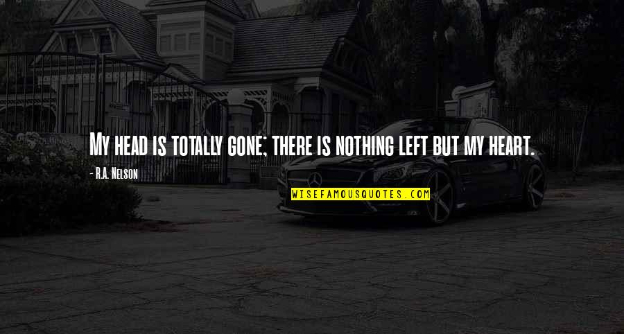 Going Away From Friends Quotes By R.A. Nelson: My head is totally gone; there is nothing