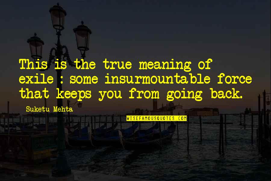 Going Back In Life Quotes By Suketu Mehta: This is the true meaning of exile :