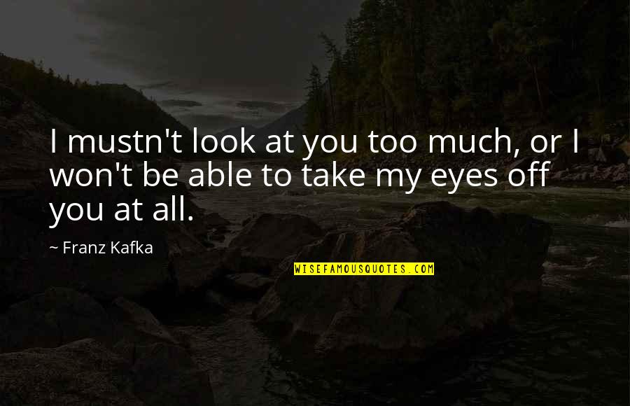 Going Back To Work After A Holiday Quotes By Franz Kafka: I mustn't look at you too much, or