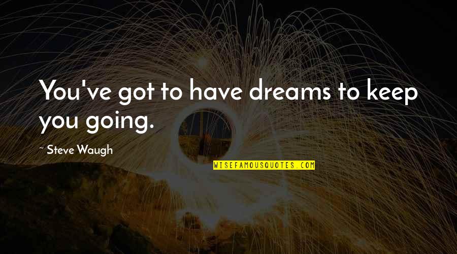 Going For Your Dreams Quotes By Steve Waugh: You've got to have dreams to keep you