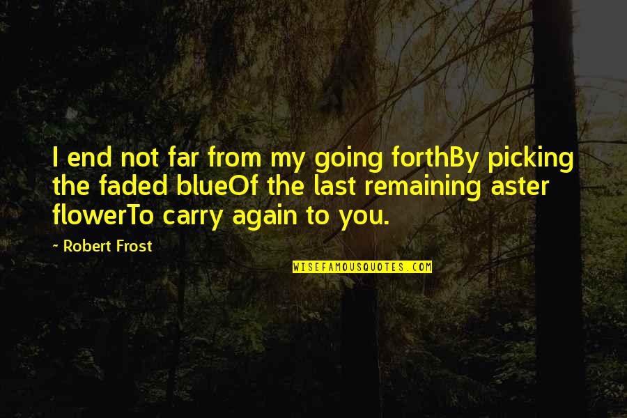 Going Forth Quotes By Robert Frost: I end not far from my going forthBy