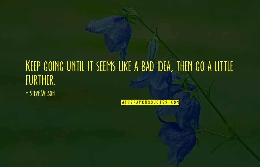 Going Further Quotes By Steve Wilson: Keep going until it seems like a bad