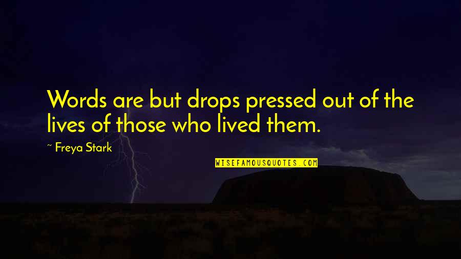 Going Ham Quotes By Freya Stark: Words are but drops pressed out of the