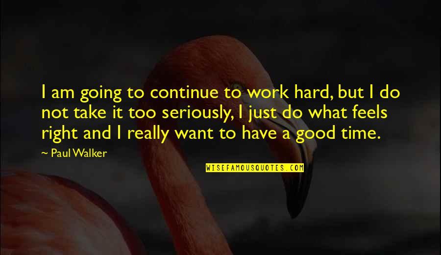 Going Hard For What You Want Quotes By Paul Walker: I am going to continue to work hard,