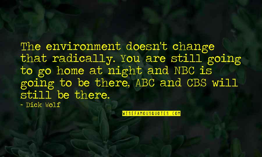 Going Home Quotes By Dick Wolf: The environment doesn't change that radically. You are Going Home Quotes By Dick Wolf: The environment doesn't change that radically. You are