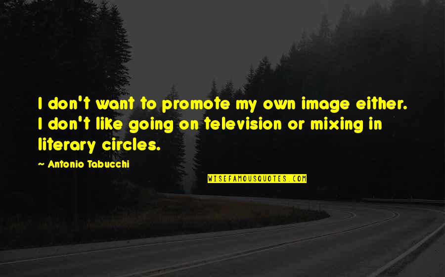 Going In Circles Quotes By Antonio Tabucchi: I don't want to promote my own image