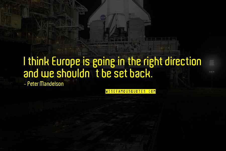 Going In The Right Direction Quotes By Peter Mandelson: I think Europe is going in the right