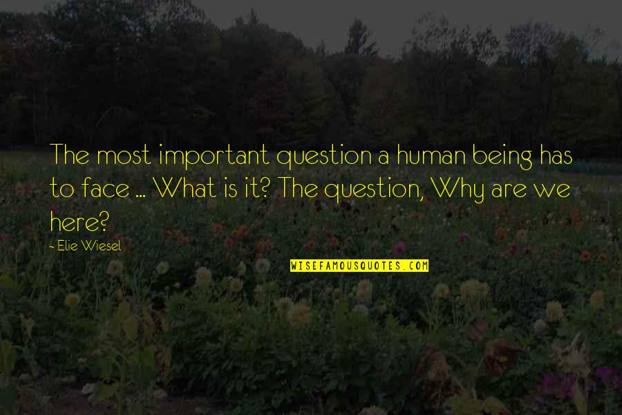 Going Into The Real World Quotes By Elie Wiesel: The most important question a human being has