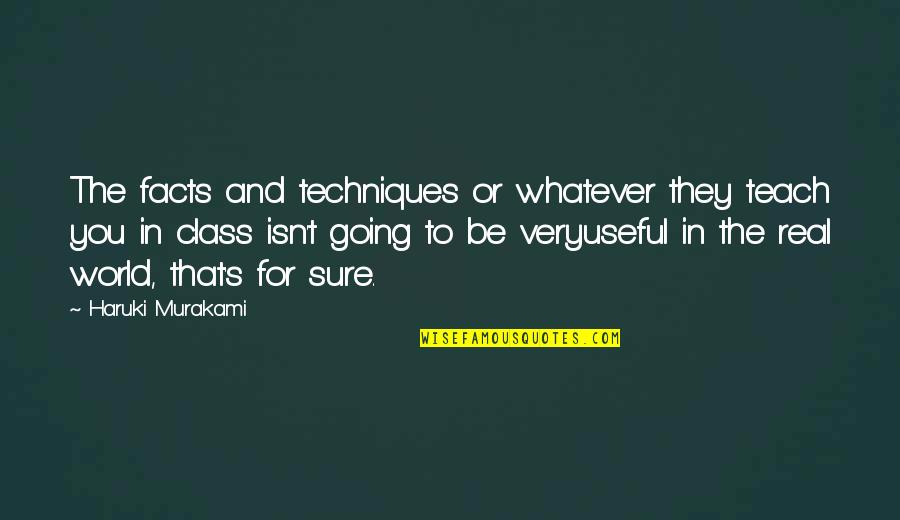 Going Into The Real World Quotes By Haruki Murakami: The facts and techniques or whatever they teach