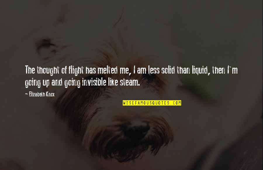 Going Invisible Quotes By Elizabeth Knox: The thought of flight has melted me, I
