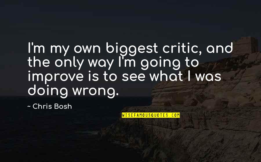 Going My Way Quotes By Chris Bosh: I'm my own biggest critic, and the only