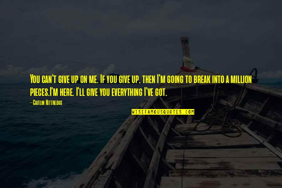 Going On A Break Quotes By Caitlin Kittredge: You can't give up on me. If you Going On A Break Quotes By Caitlin Kittredge: You can't give up on me. If you