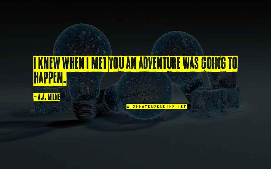 Going On Adventure Quotes By A.A. Milne: I knew when I met you an adventure