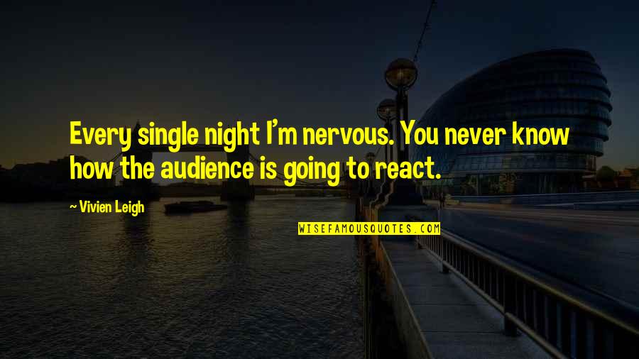 Going Out Every Night Quotes By Vivien Leigh: Every single night I'm nervous. You never know