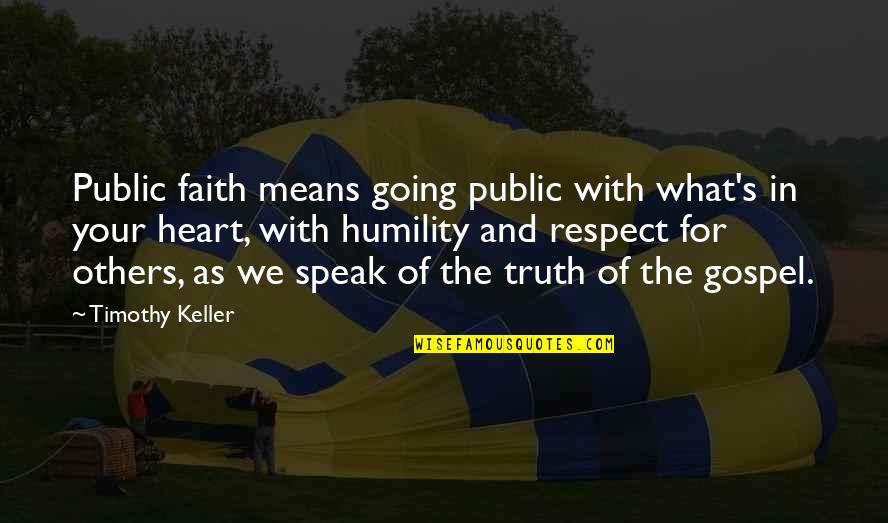 Going Public Quotes By Timothy Keller: Public faith means going public with what's in