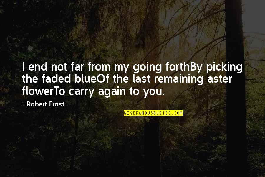 Going So Far Quotes By Robert Frost: I end not far from my going forthBy