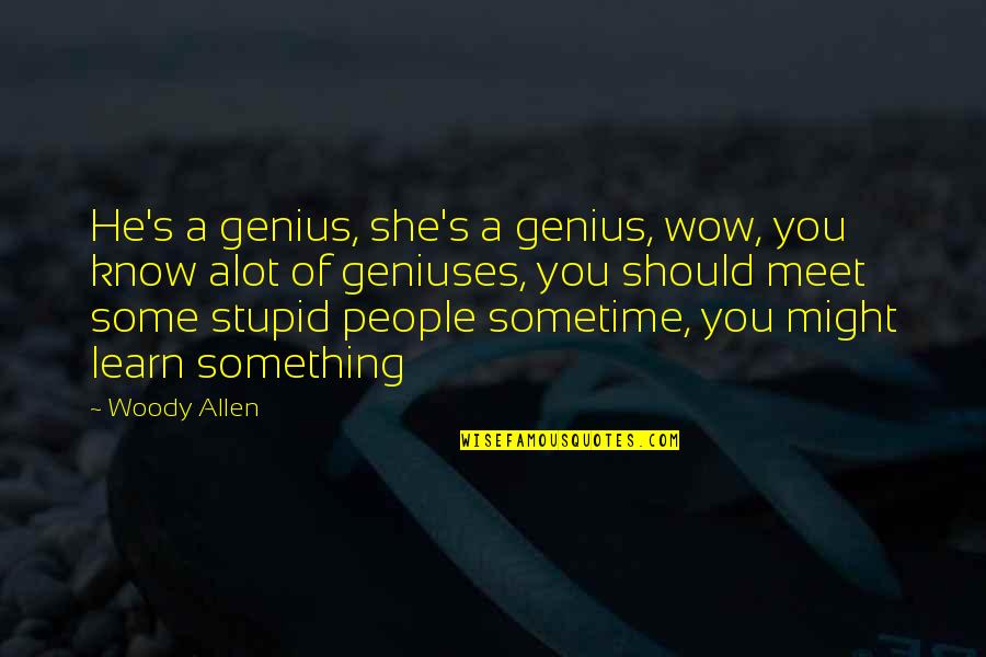 Going Through Alot Quotes By Woody Allen: He's a genius, she's a genius, wow, you