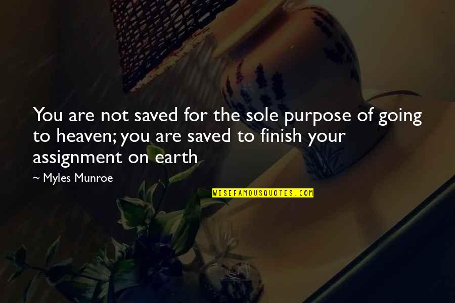 Going To Heaven Quotes By Myles Munroe: You are not saved for the sole purpose