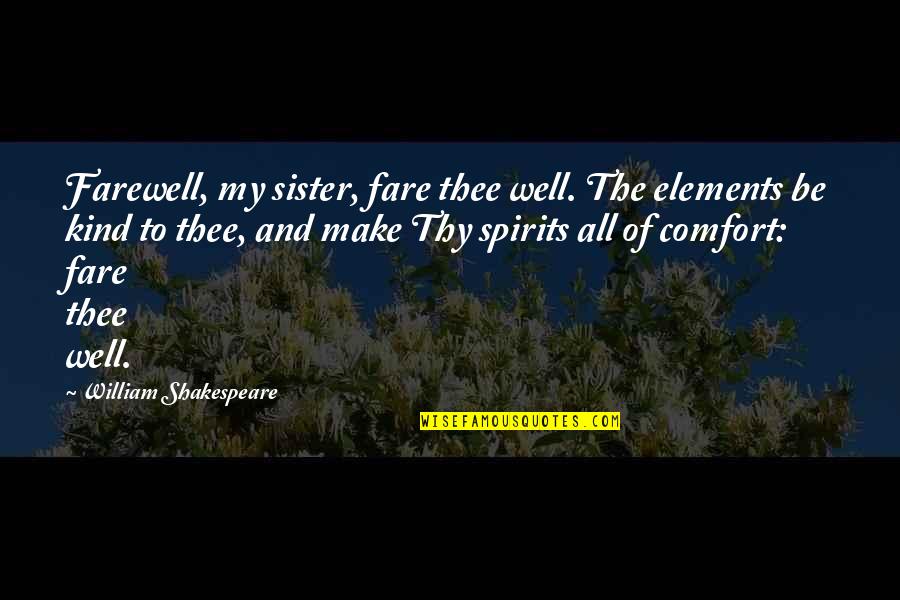 Going To Hometown Quotes By William Shakespeare: Farewell, my sister, fare thee well. The elements Going To Hometown Quotes By William Shakespeare: Farewell, my sister, fare thee well. The elements