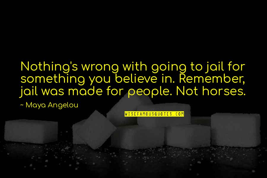 Going To Jail Quotes By Maya Angelou: Nothing's wrong with going to jail for something